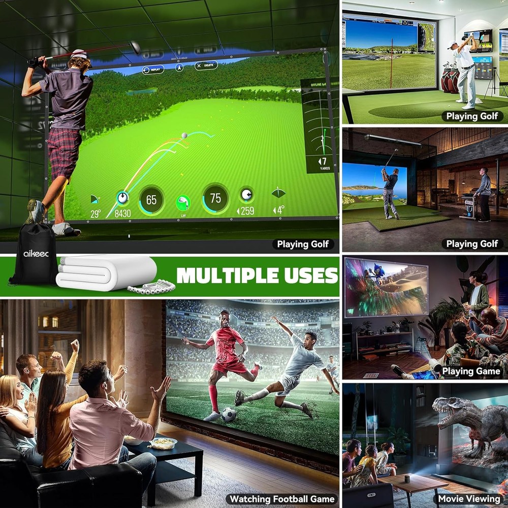 Golf Simulator Impact Screen: Ultra Clear Golf Impact Screen for Home/Indoor/Gar