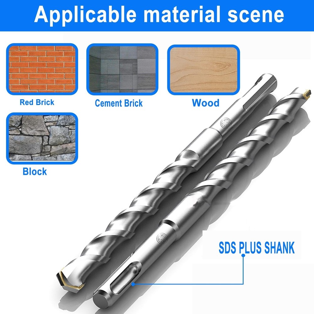 10-Piece 5/32" SDS Plus Drill Bits Rotary Hammer Drill Bit Set, Carbide Tippe...