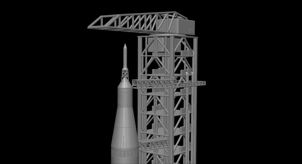 Saturn V Rocket and Launch Pad Apollo 3D model, file STL OBJ for 3D Printer