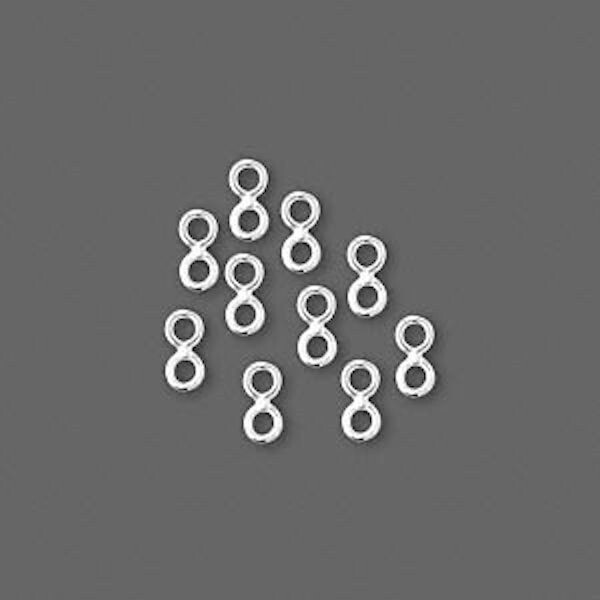 10 Sterling Silver 6x3mm 2 Ring Cluster Stack Link Connectors