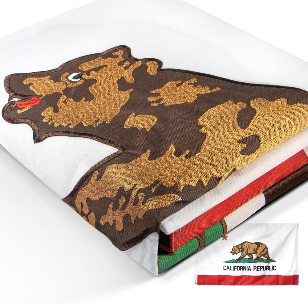 Anley EverStrong Embroidered California State Flag 3x5 Ft Polyester CA Flag