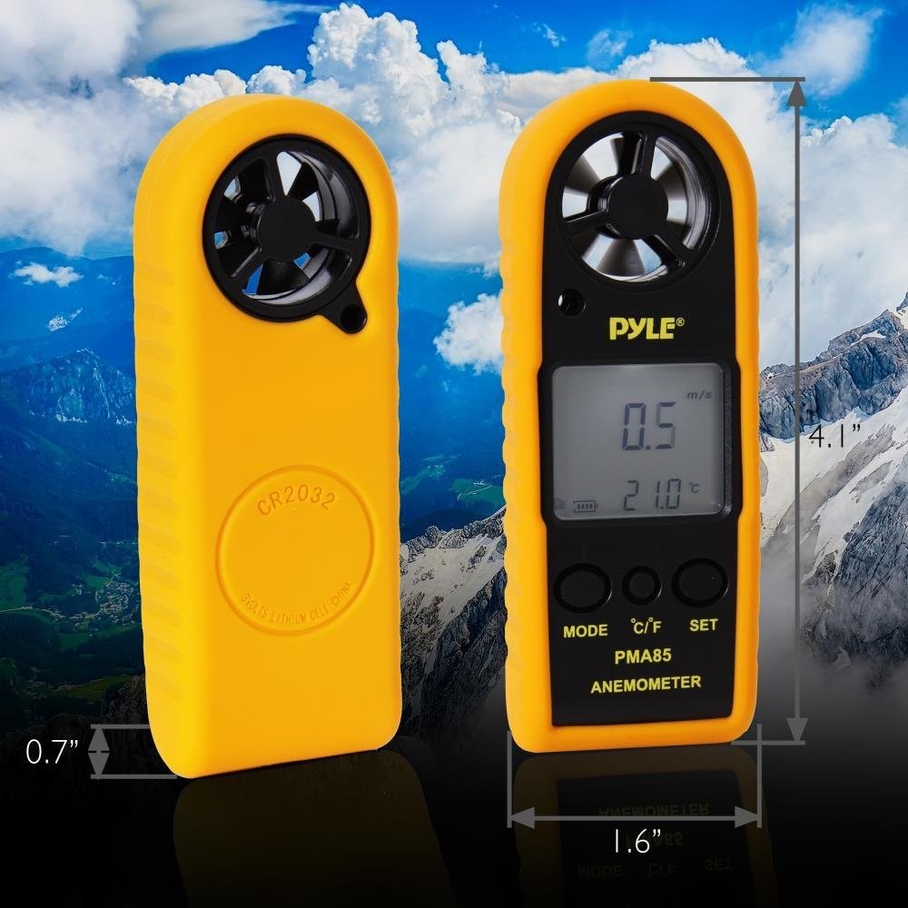 Pyle Digital Anemometer Handheld Thermometer - Portable Handheld Meter, Wind