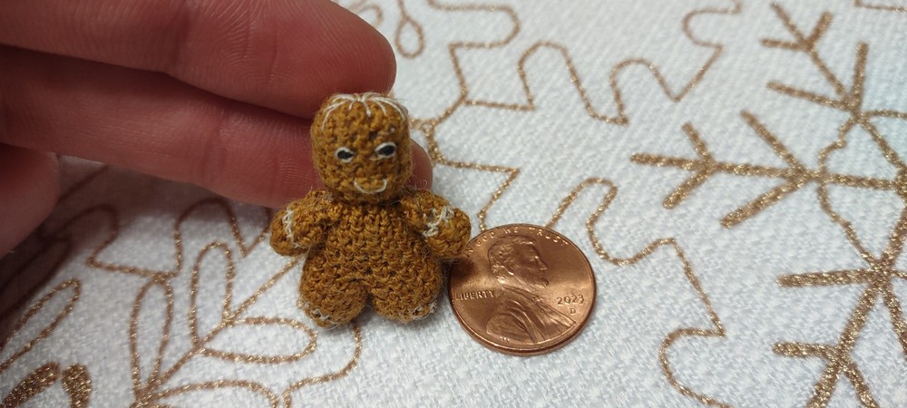 Handmade Micro Mini Crochet Gingerbread Man