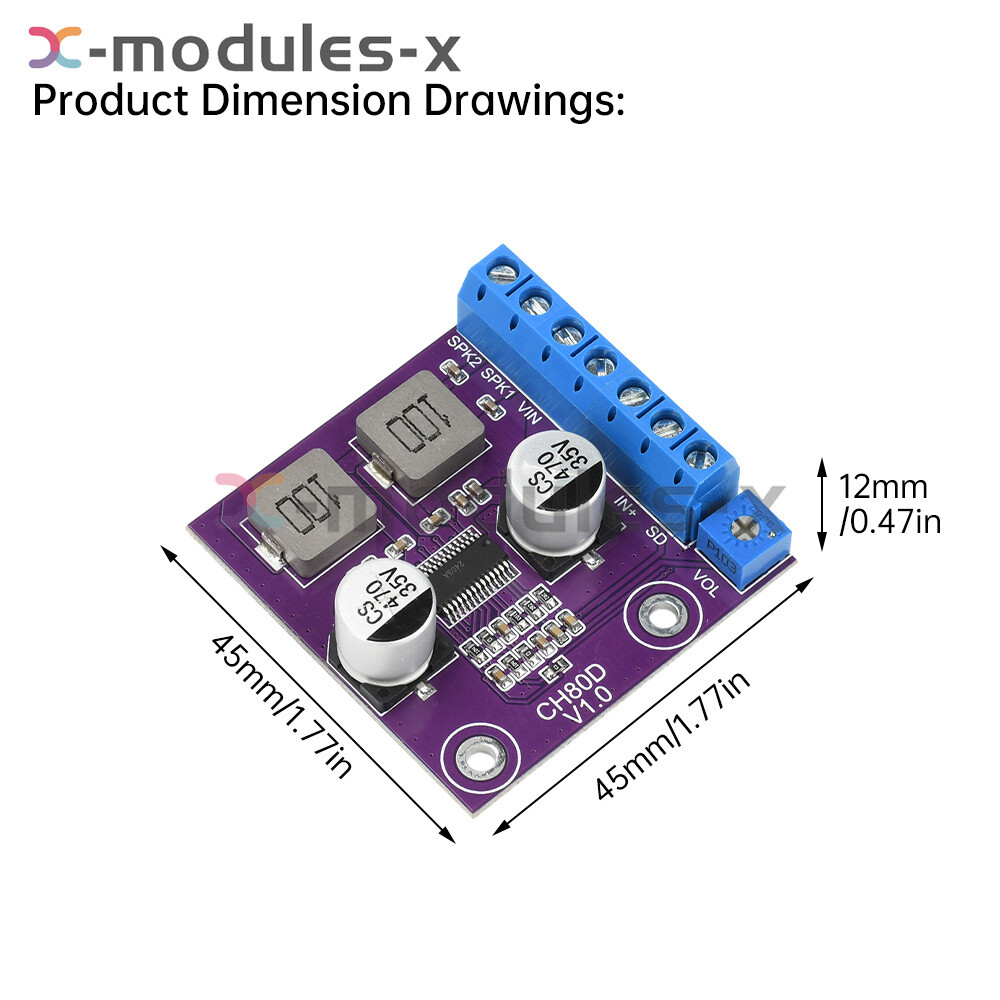 80W Stereo Voice Audio Amplifier Module Class D Amplifier Board Player Module
