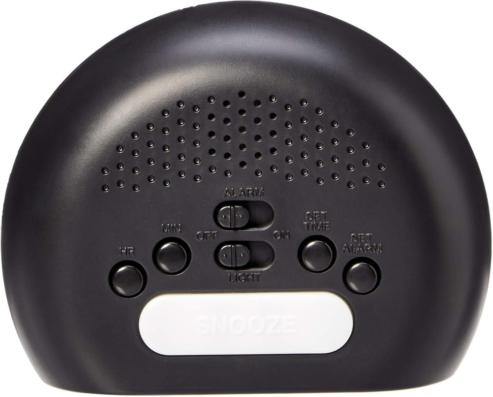 Amazon Basics Small Digital Oval Alarm Clock with LED Display, Nightlight & Batt