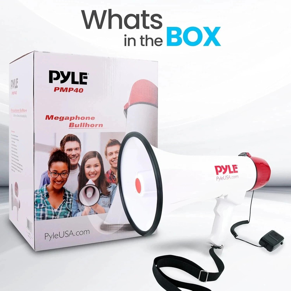 40 Watt Professional Megaphone Clear Sound & Ergonomic Grip - Multi-Function Wi
