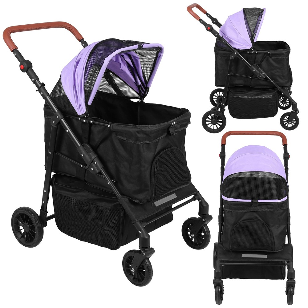 Pet Stroller Removable Cushion & Reflective Strips for Small Medium Dogs Cats