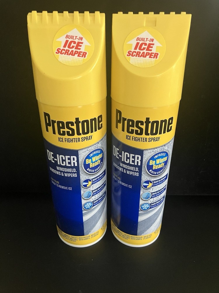 2 Pack-PRESTONE Windshield De-Icer-Spray Canister (17 oz.) Built In Ice Scraper
