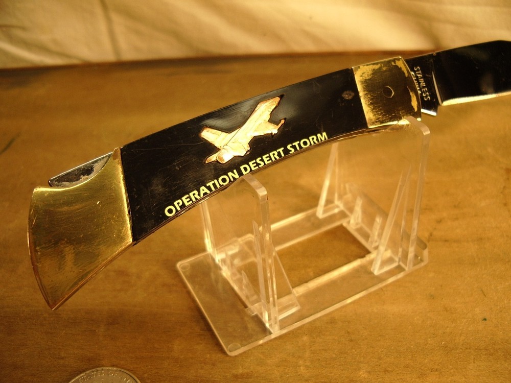 Commemorative OPERATION DESTERT STORM Lockback Folder- Jets-Eagle Etch