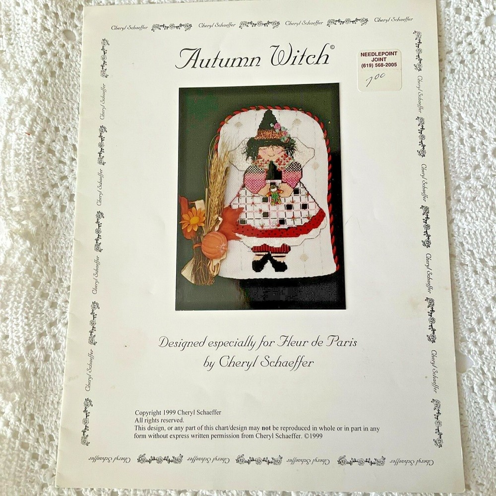 Needlepoint Chart Instruction Booklet Cheryl Schaeffer Autumn Witch 18 Count