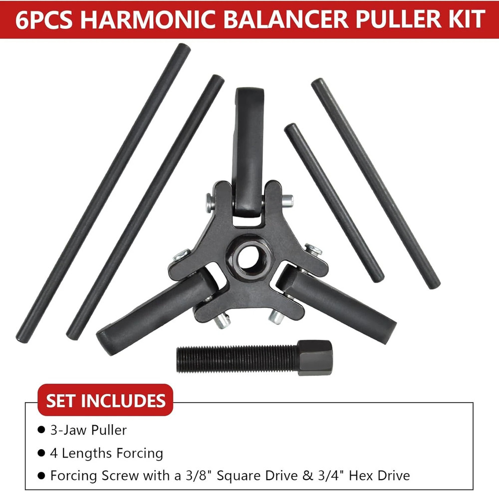 Harmonic Balancer Puller Kit, Adjustable 3-Jaw Puller for Removing Harmonic Damp