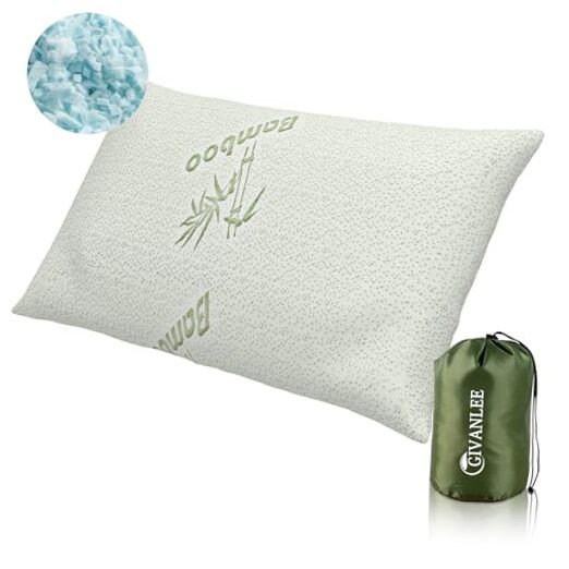Small Camping Pillow for Sleeping,Shredded Memory Foam 17"X12" White 1 Pack