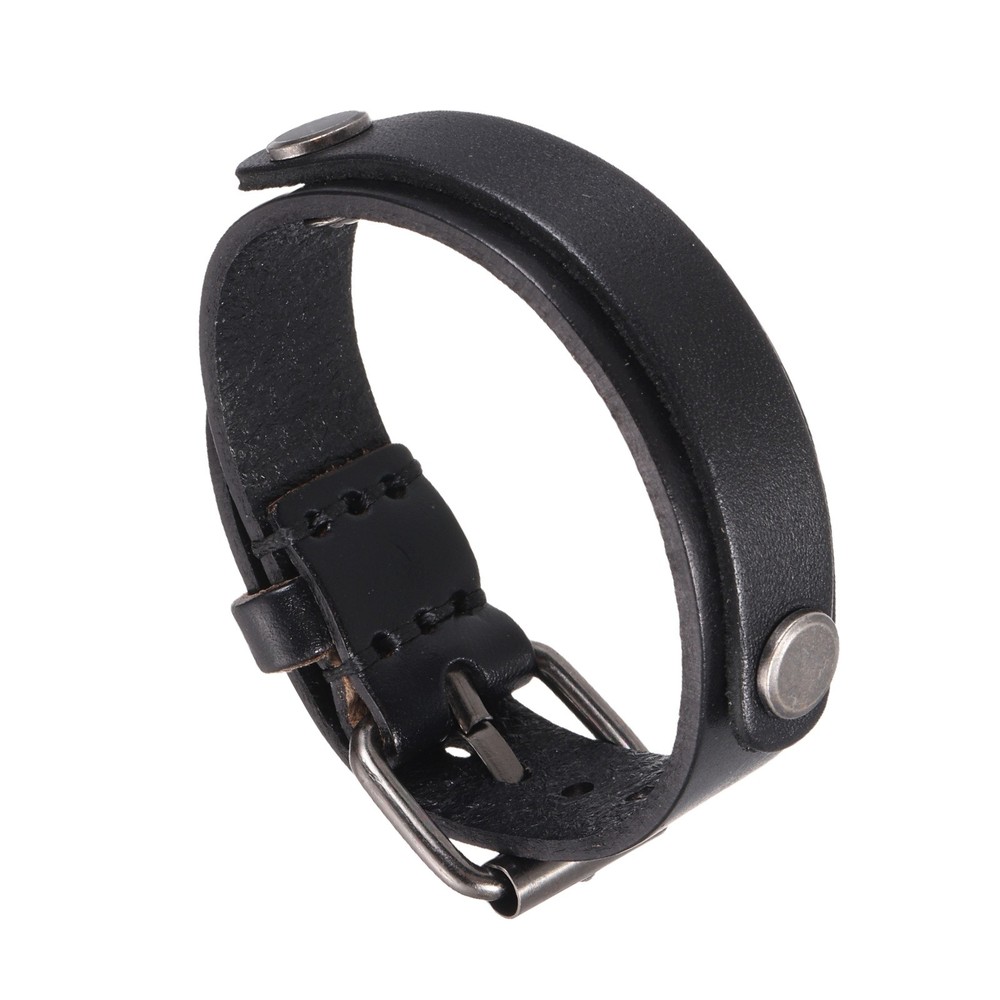 Plain Leather Bracelets Buckle Bangle,Black Rivets Bracelets