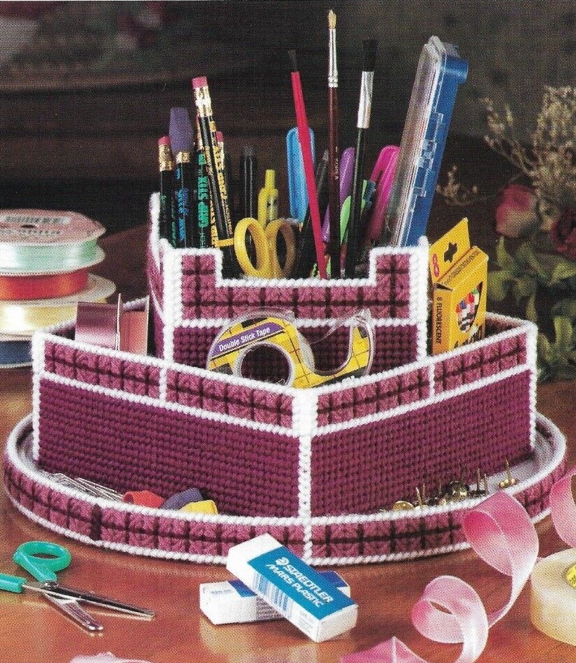 REVOLVING ORGANIZER & OCTAGONAL QUILT BOX PLASTIC CANVAS PATTERN INSTRUCTIONS