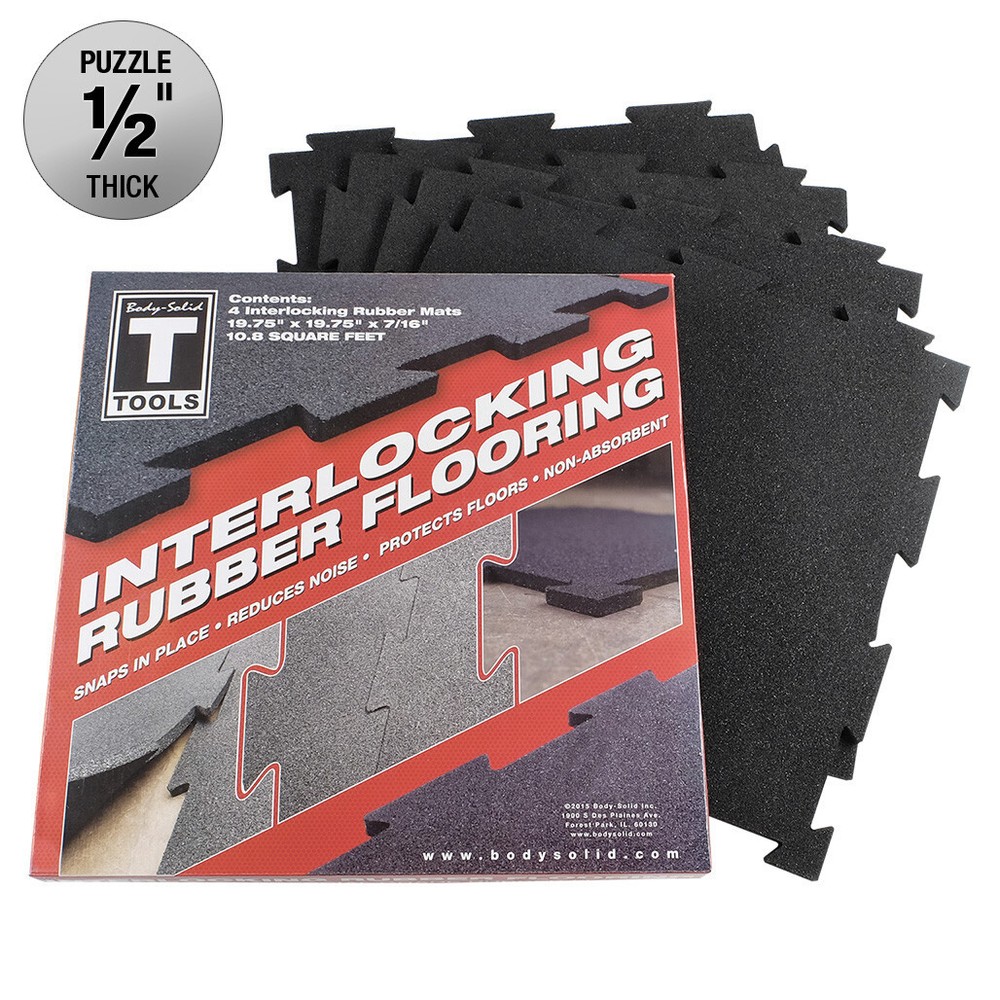 Body-Solid Tools Interlocking Rubber Flooring Box of 4