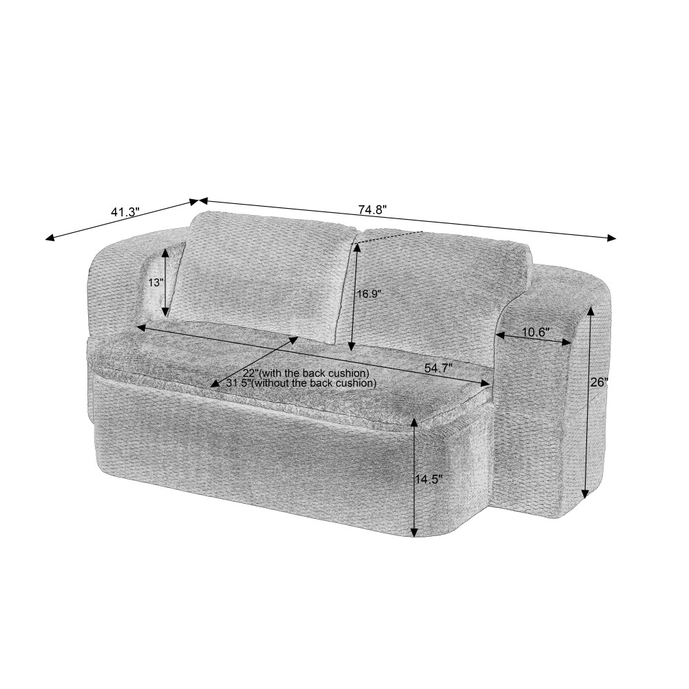For Parlor Modern Convertible Sleeper Foam Compression Sofa,Folding Futon Cream
