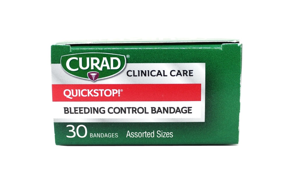 Curad QuickStop Flex-Fabric Bandages, Clotting Tech, Assorted, 30 Count, 2 Pack