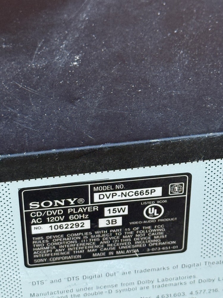 Sony DVP-NC665P - 5 Disc DVD CD Carousel Changer Player Component - NO POWER