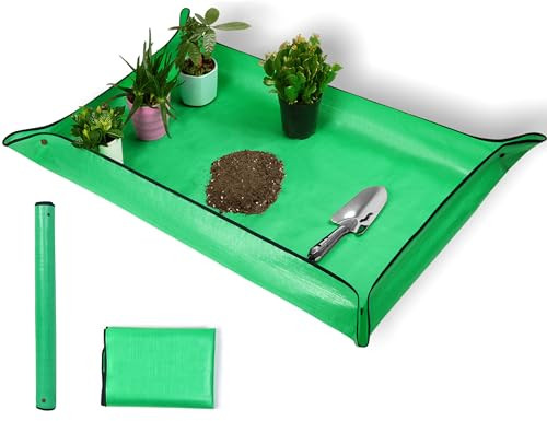 Plant Repotting Mat,Extra Large Waterproof 3'7" x 2'6" (Rectangular) Green