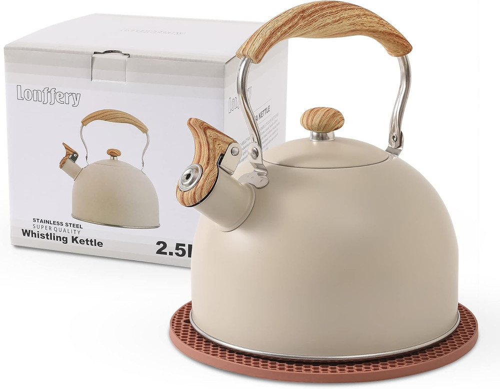Tea Kettle for Stove Top, 2.5 Quart Whistling Tea Kettle, with Food Grade Stainl