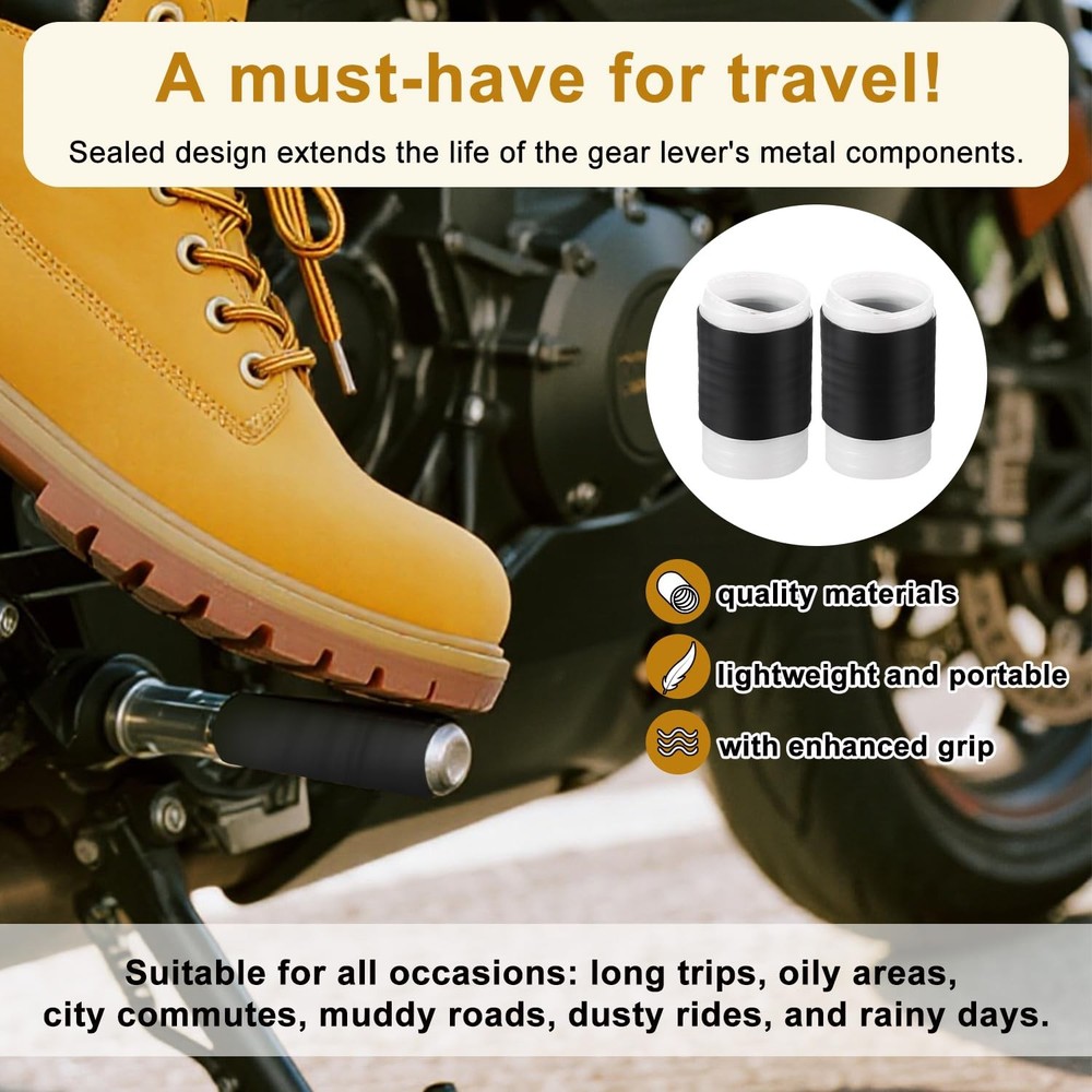4pcs Motorcycle Shifter Shoe Protectors, Universal Retractable Black Medium