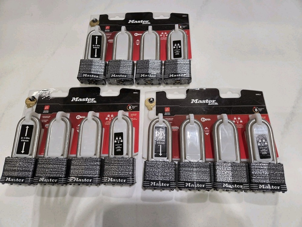 12 PACK Keyed Alike Master Lock Outdoor Security Level 8 Padlocks
