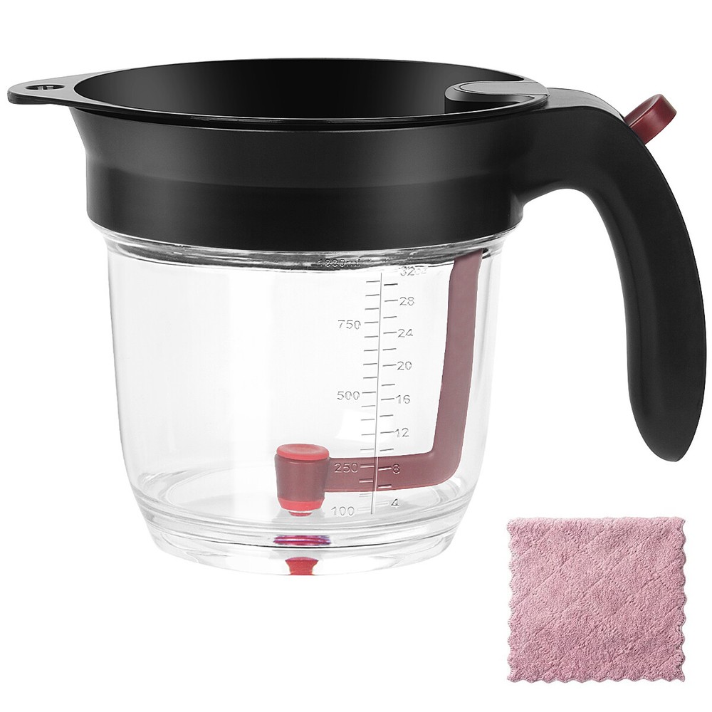 4-Cup Gravy Fat Separator With Bottom Release Strainer 1L Grease Separator Cup