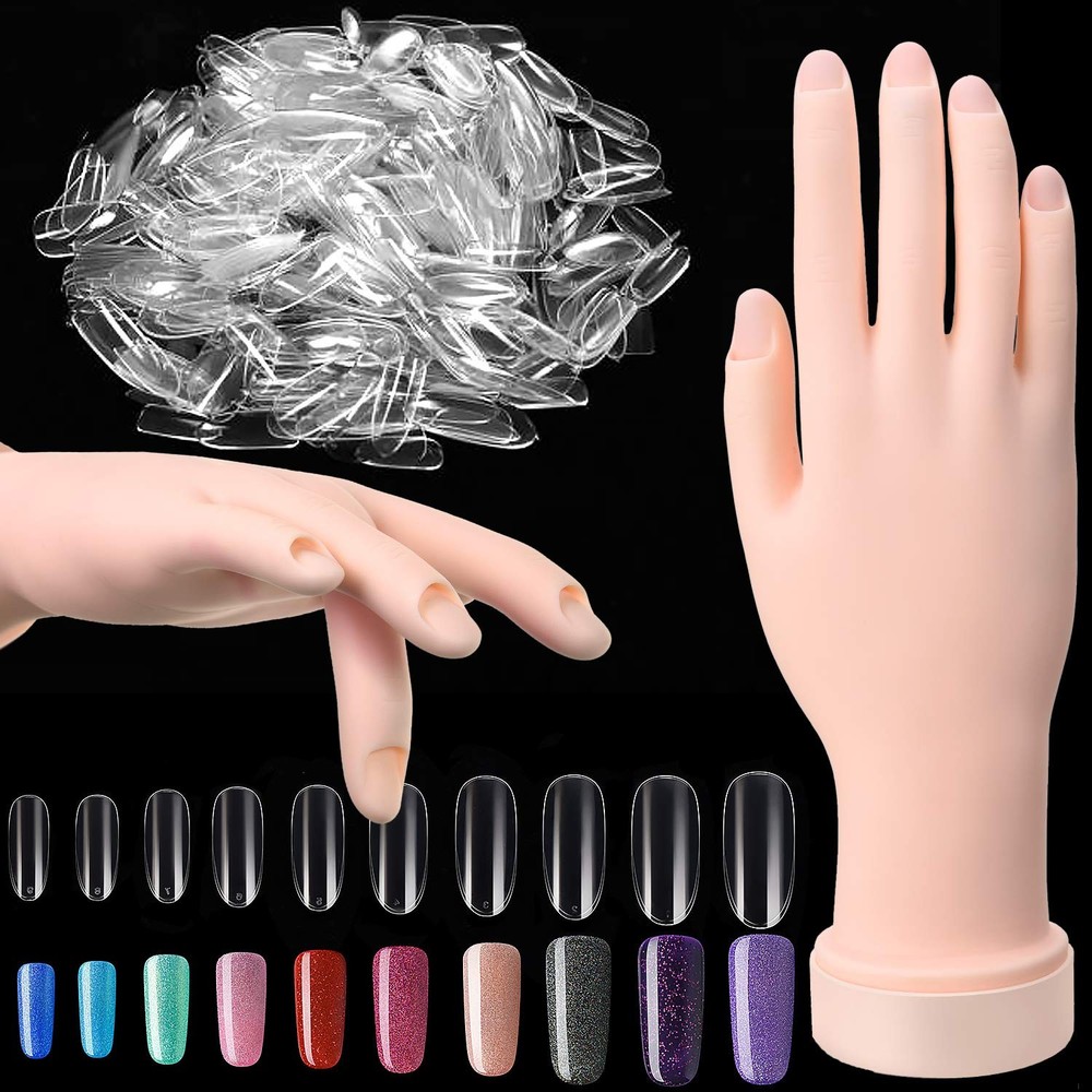 Nail Art Training Practice Hand Bendable Silicone Fake Hand