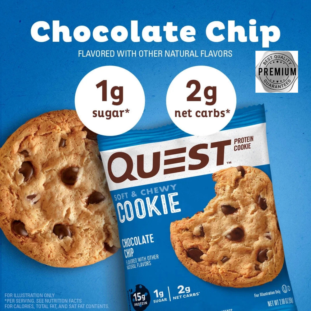 Quest Soft & Chewy Protein Cookie, High Protein, Chocolate Chip, 4 Count