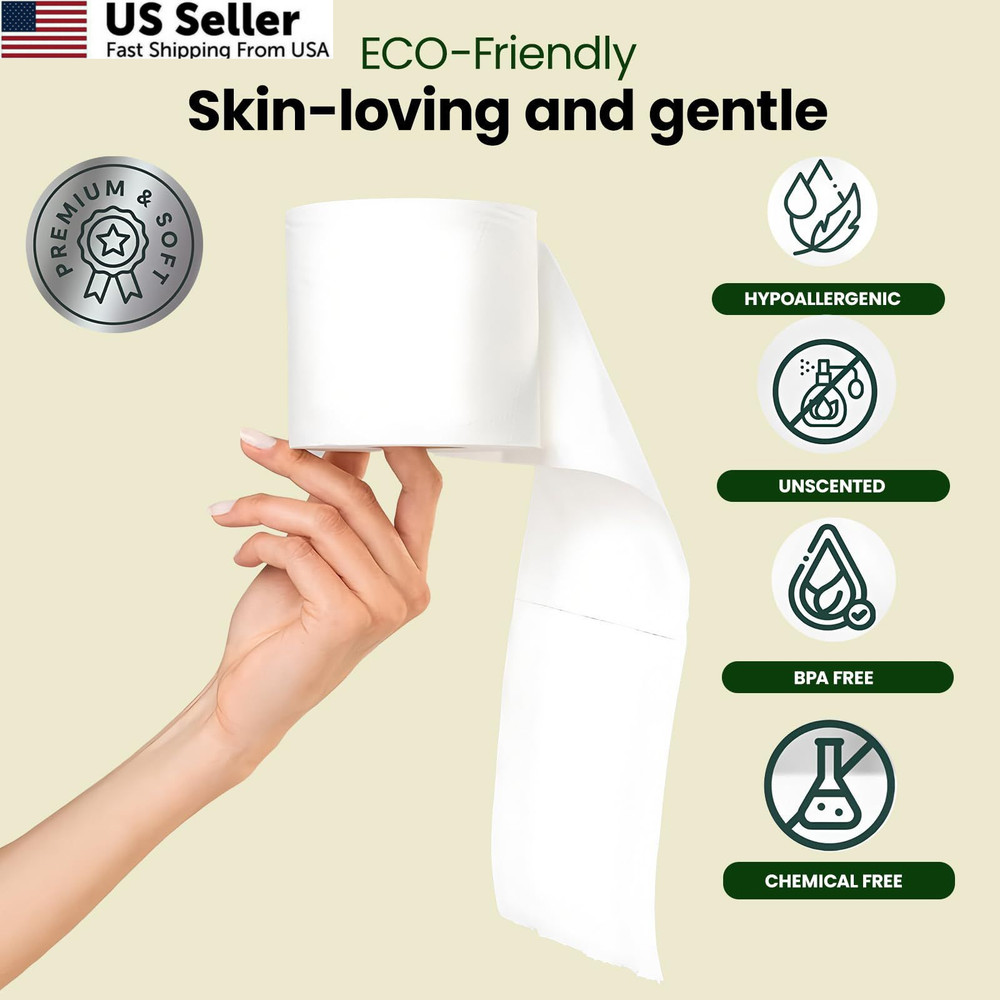 Bambu Soft Unbleached Bamboo Toilet Paper – 12 Mega Rolls (300 Sheets White