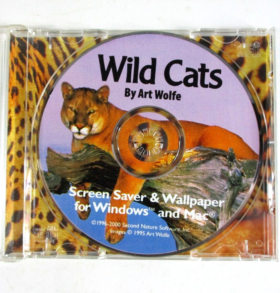 PC/MAC Second Nature WILD CATS Screen Saver & Wallpaper CD!!