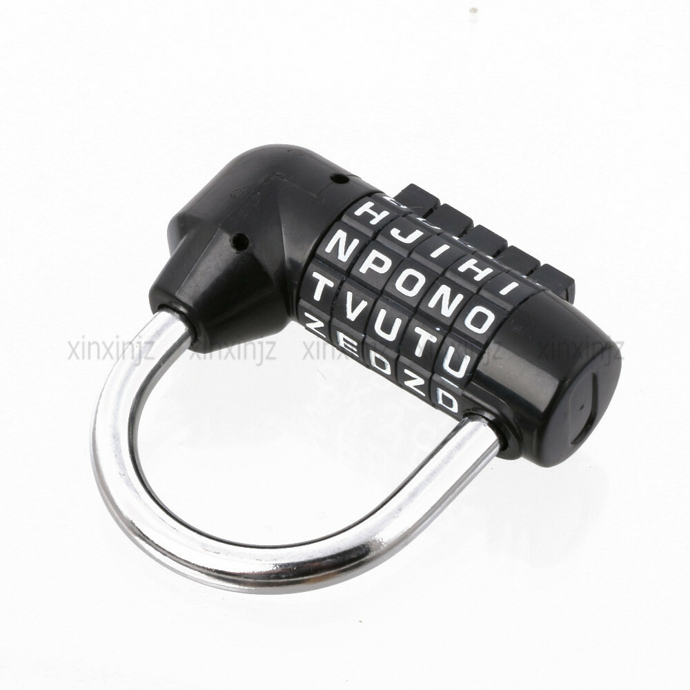 Black 5 Digit letter Password lock Gym Padlock
