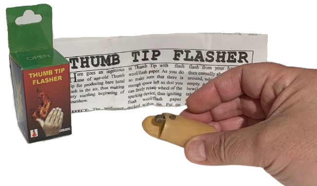 THUMB TIP FLASHER Magic Fire Stage Finger Effects Prop Flint Striker Flash Hand