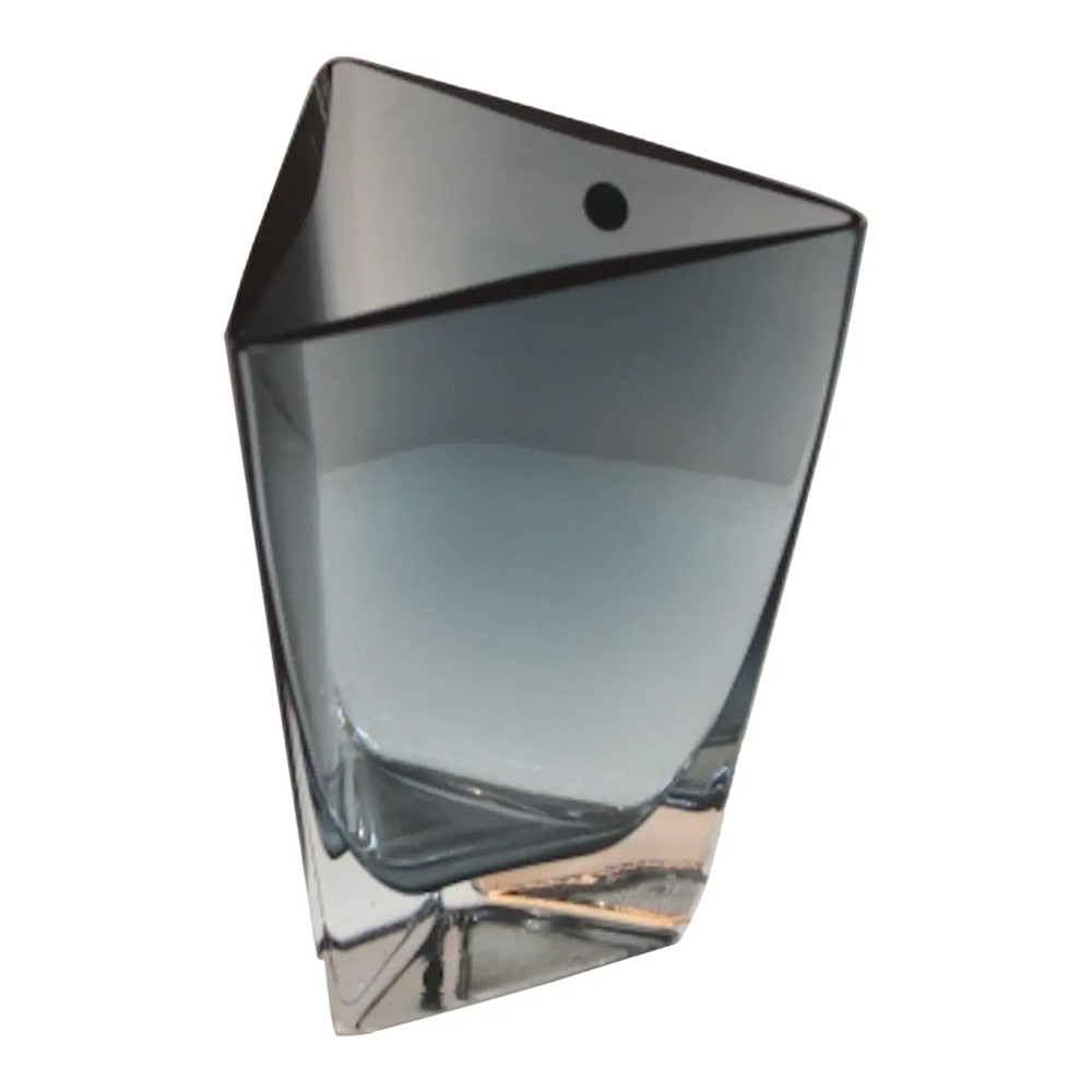 Vintage Triangular Gray Glass Vase  | Made in Poland