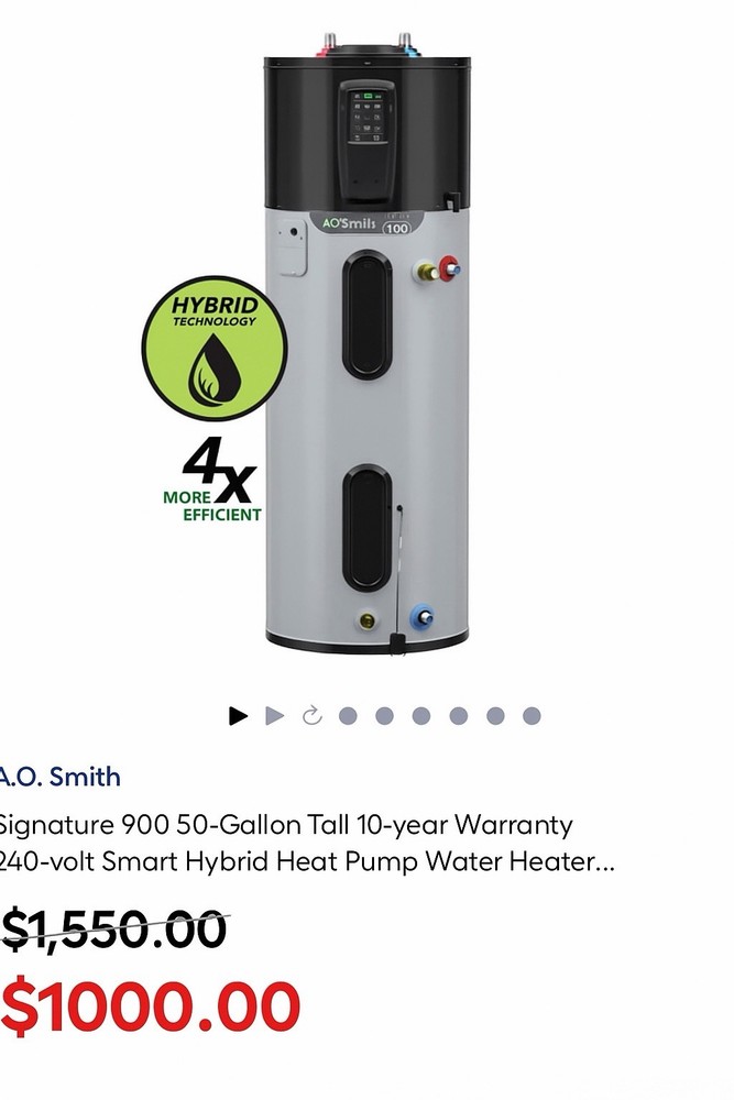 🔥 NEW – 16 SOLD - A.O. Smith 900 50 Gal Hybrid Heat Pump Water Heater Delivered