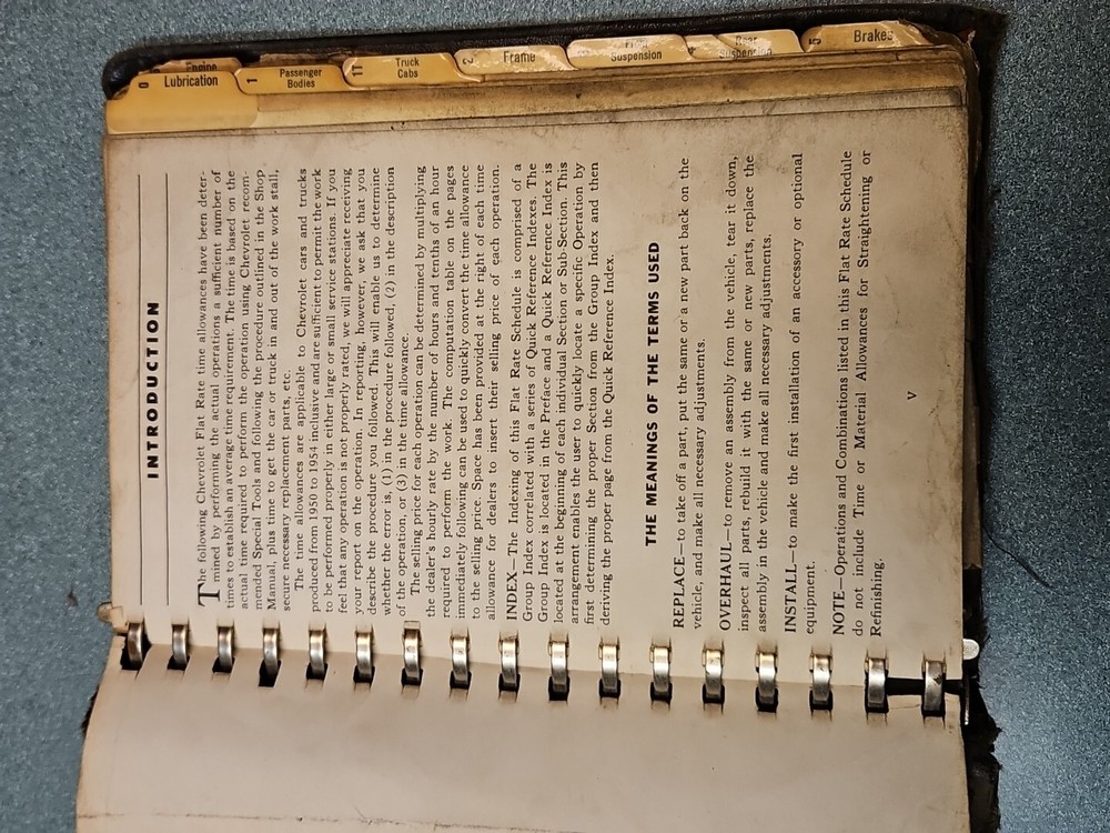 Chevrolet Flat Rate Schedule 1950 - 54