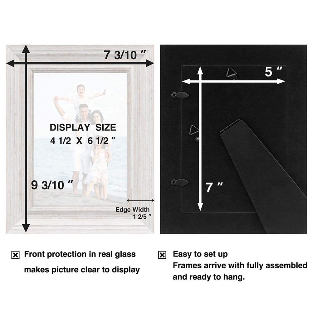 5x7 Picture Frames 3Pack Distressed White Wood Grain Rustic Photo Frame Set with