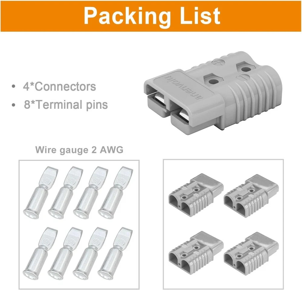 Quick Connect Disconnect Genderless Battery Plug Connector -Grey 175A 4 pack