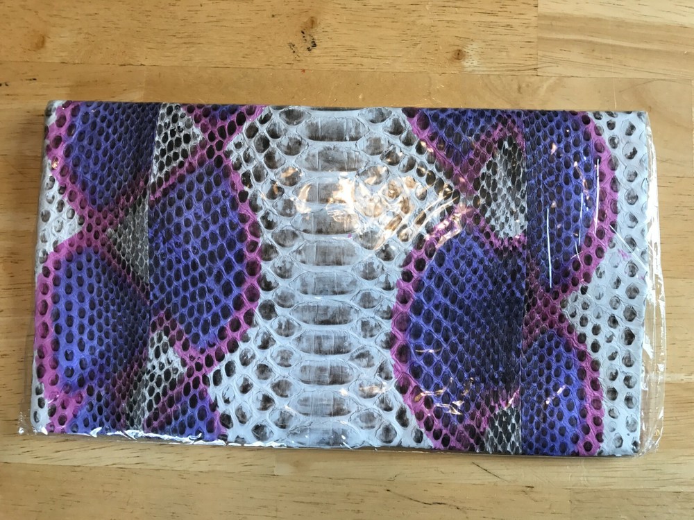 Genuine Python Leather Classic Fold over Clutch Bag
