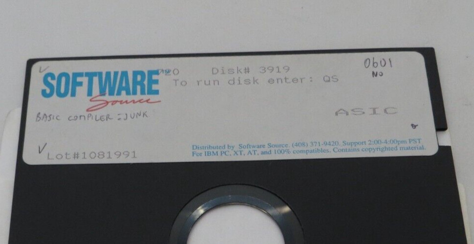 Software Source Disk #3919 ASIC 5.25" Floppy Disc IBM PC XT AT computer program