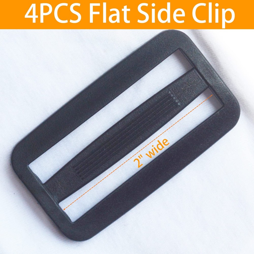 Side Release Buckle for 2'' 2 inch Strap, Black 2 Inch 2 Pack