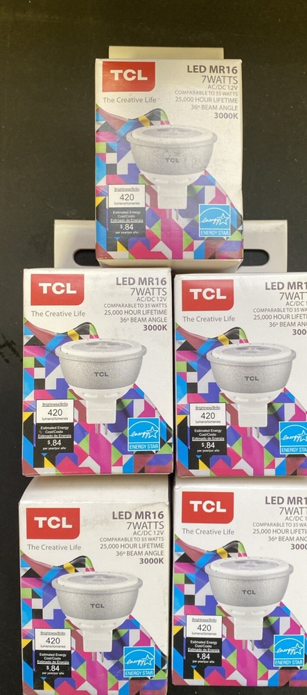 TCL LED MR16 - 7watts AC/DC 12V GU5.3 Energy Star bulbs (5 Pack )