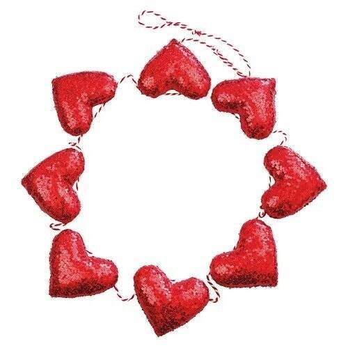 VALELNTINE'S DAY RED SEQUIN HEART GARLAND