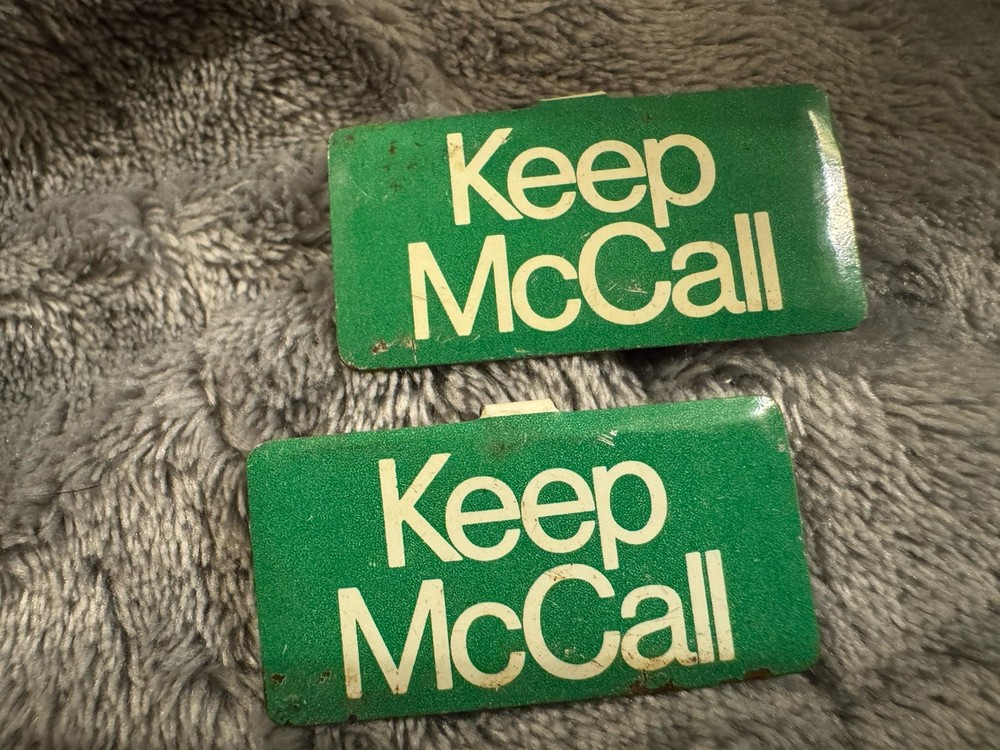 2-VINTAGE KEEP MCCALL POLITICAL FOLD DOWN TAB BUTTONS