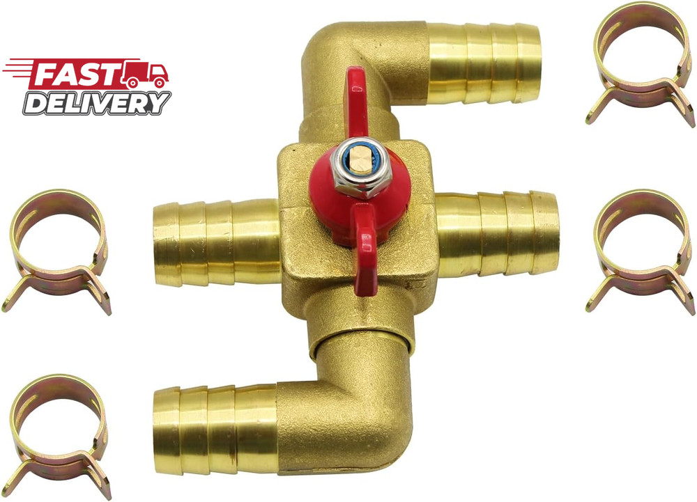 Solid Brass 3/4 Inch Heater Control Valve, 4-Way Automobile Heating Water Valve,