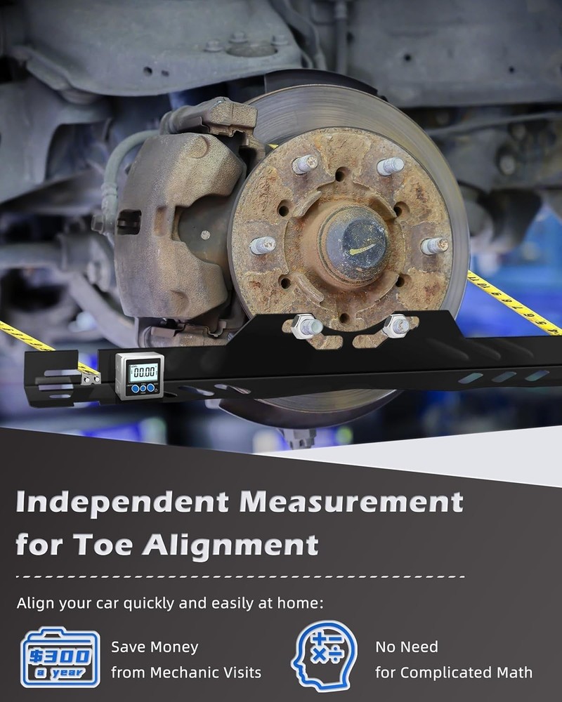 Compact One-Piece Wheel Alignment Tool - Precision Toe Adjustment, Garage Ready