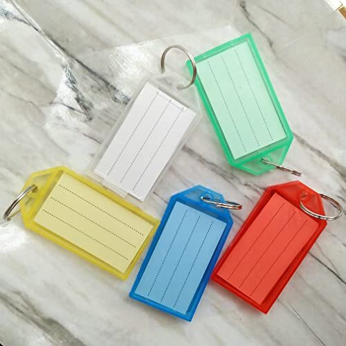 20 Pack Key Ring Tags Key Chains Key Tags with Labels Tough Plastic Key Tags