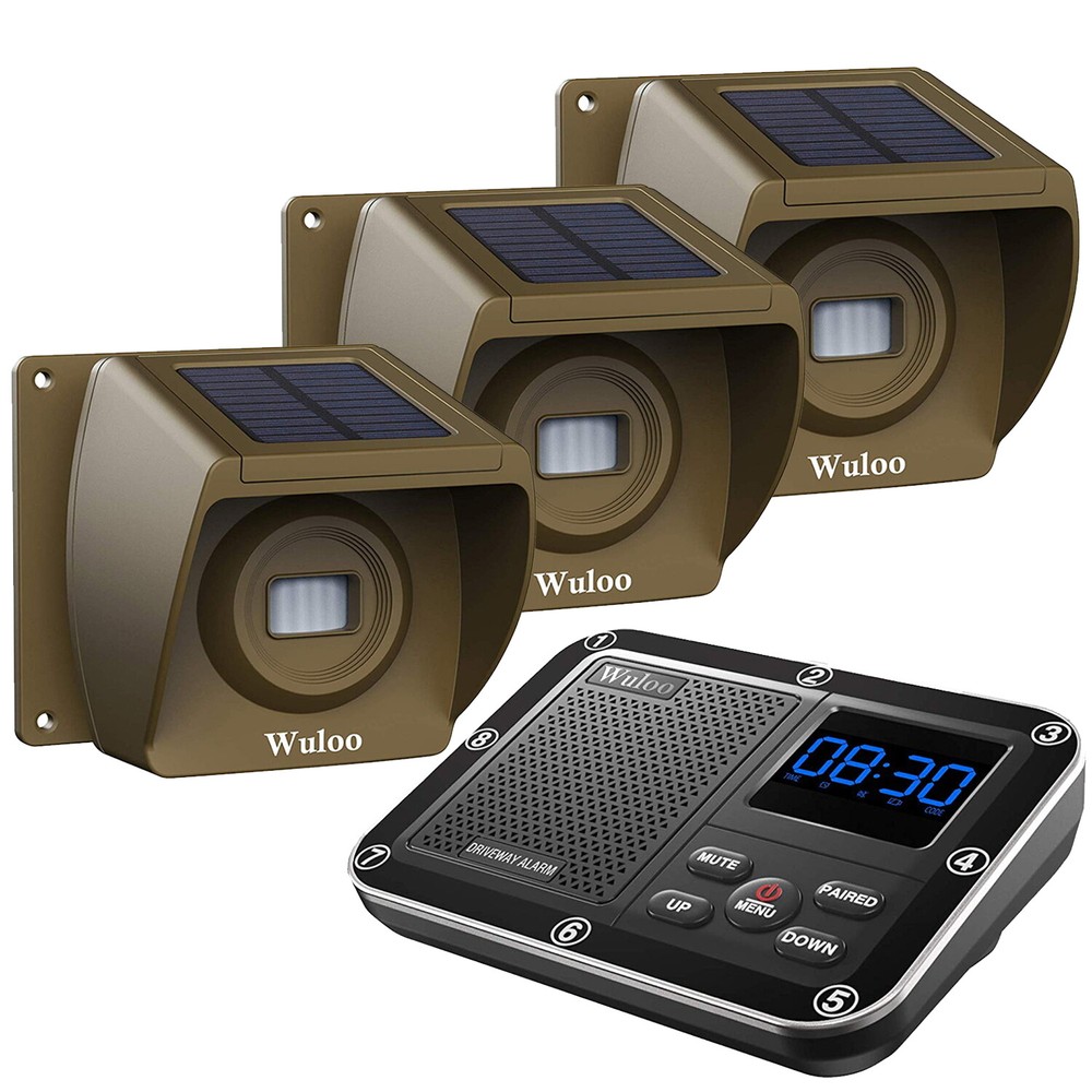 Solar Driveway Alarms Wireless Motion Sensor System 1800ft Long Range Waterproof
