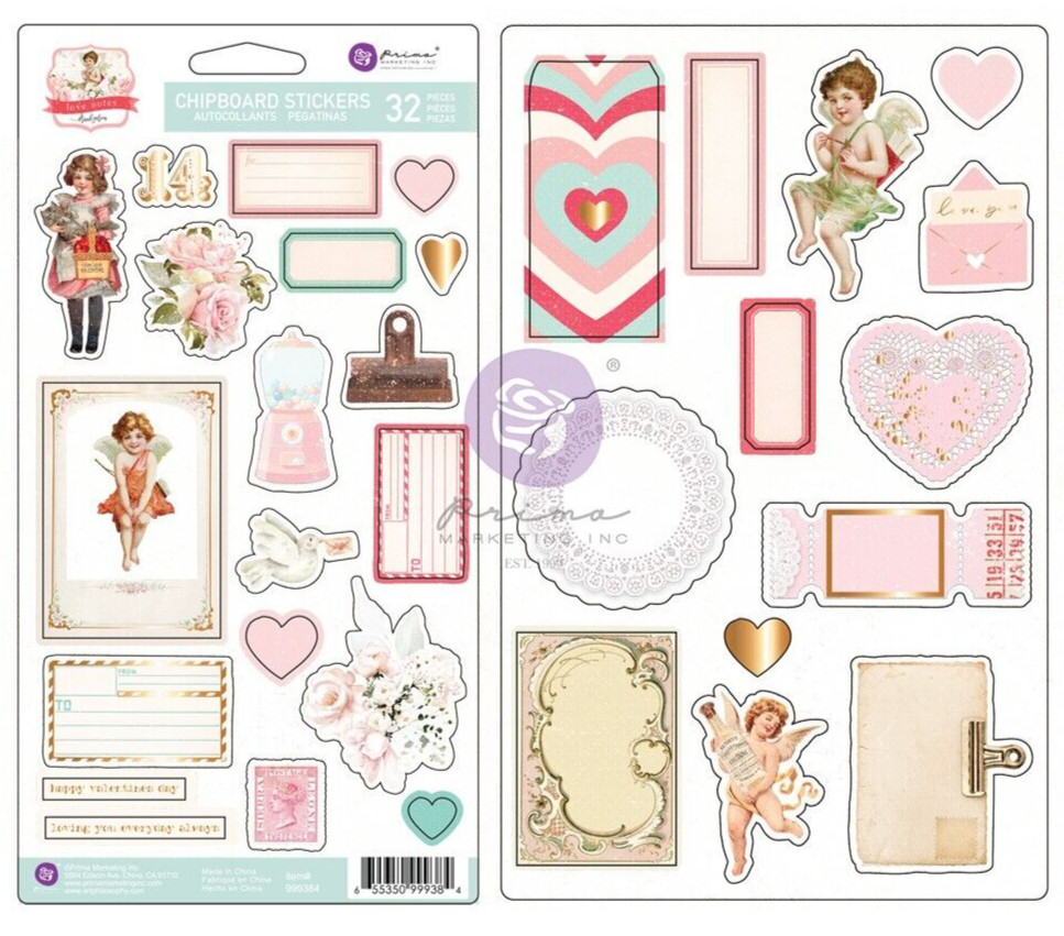 Prima Marketing - Love Notes Collection - Chipboard Stickers