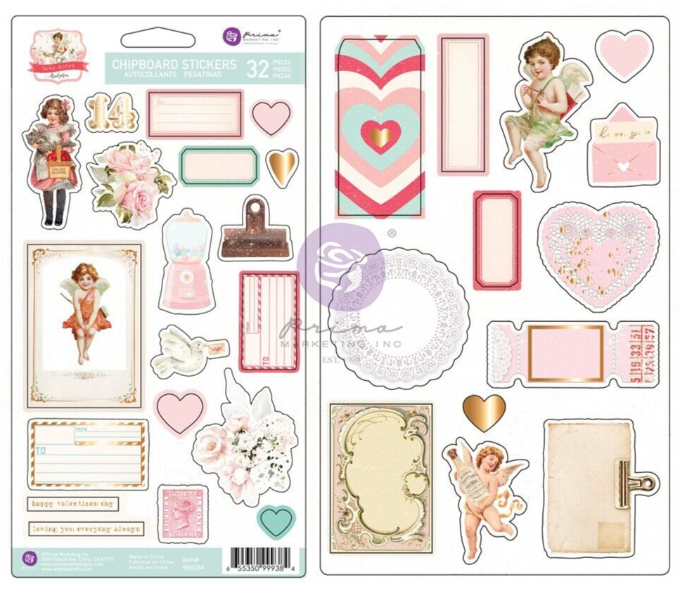 Prima Marketing - Love Notes Collection - Chipboard Stickers